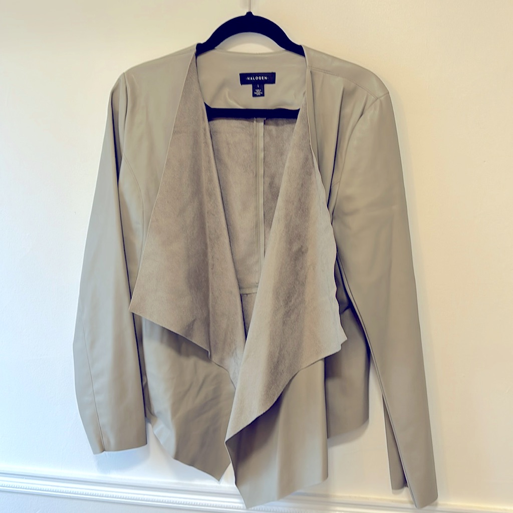 Halogen Draped Leather Jacket